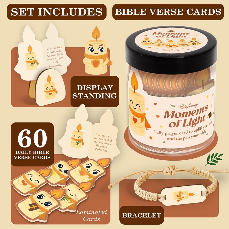 STOFINITY Daily Scripture Cards With Bible Verse Jar - Catholic Prayer Cards Bulk, Christmas Gifts For Women 2025, Inspirational Religious Gifts For Women Friend, Cool Thoughtful Gift For Mom Birthday - Image 2